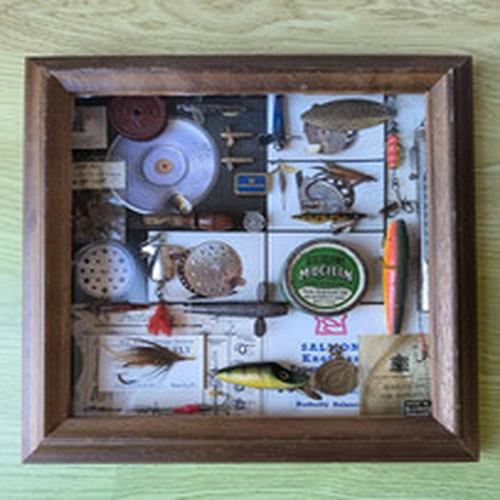Vintage Allcocks Fly / Trout / Salmon Fishing Shadow Box Display Case