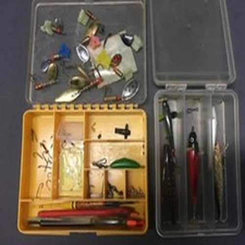 2 CASES OF FISHING LURES ,MEPPS,FLOATS, ETC