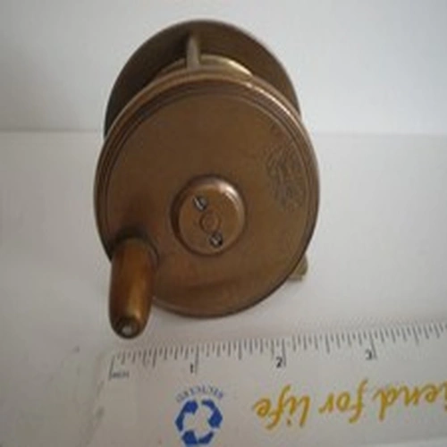 Hardy Bros. 2 1/2" Brass "BIRMINGHAM" Platewind Reel. Oval Logo. Horn Handle.