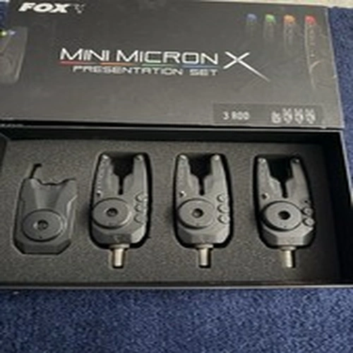 Fox Mini Micron x 3-Rod Presentation Set with Receiver Carp Fishing Alarms