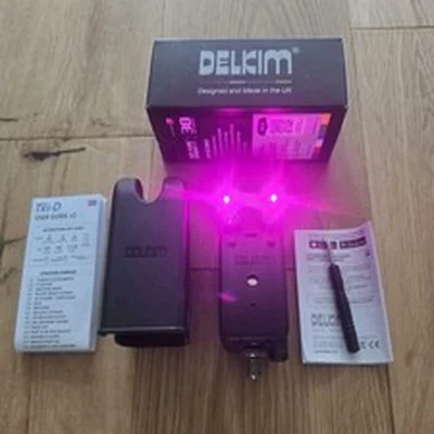 Boxed Delkim TXI-D v1 Purple led Bite Alarm with case carp tackle setup
