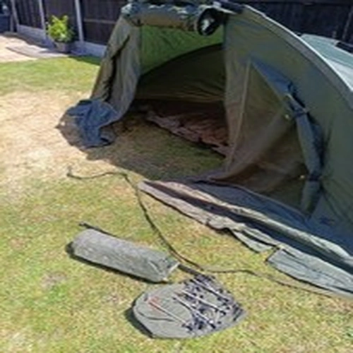 Nash H Gun Carp Fishing Bivvy with Wrap Groundsheet, Pegs, and Carry Bag,