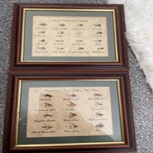 Vintage Framed Set Of 2 Traditional Fishing Flies In Good Condition