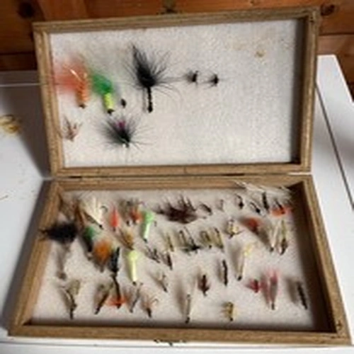 Wooden Case of Trout Flies