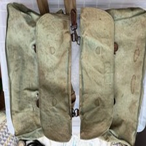 Vintage Rare W J Cummins Twin Leather And Canvas Trout Fishing Bag Circa 1920s