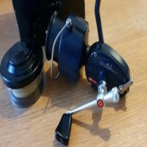 VINTAGE MITCHELL MATCH FISHING REEL BLUE WORKING 2 x SPARE SPOOLS AUTO BAIL ARM