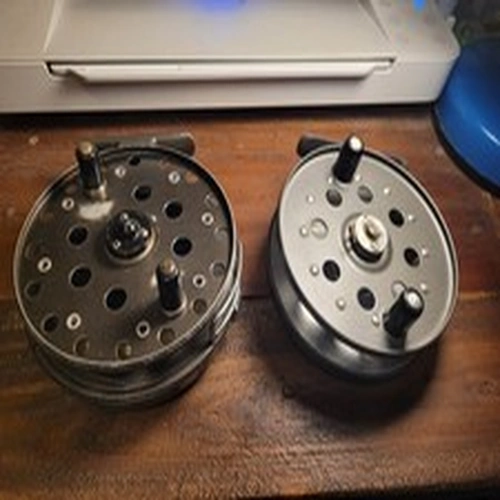 Pair of classic British Made Centrepin Reels. VGC