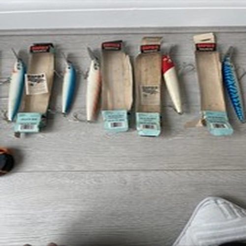 Vintage Old Rapala Fishing Lures Five Sea Fishing Lures 4 with Boxes Used VGC