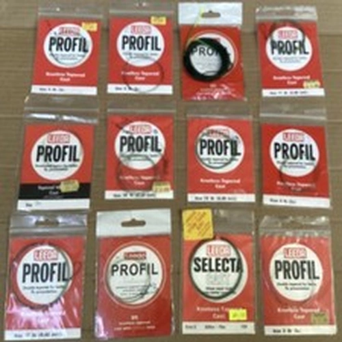 12 Assorted Packets Of  Leeda Tapered Casts Fly Tying Materials Various Sizes