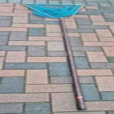 Vintage 5ft 4in.  Milbrolite. Two piece fibreglass landing net handle and net.