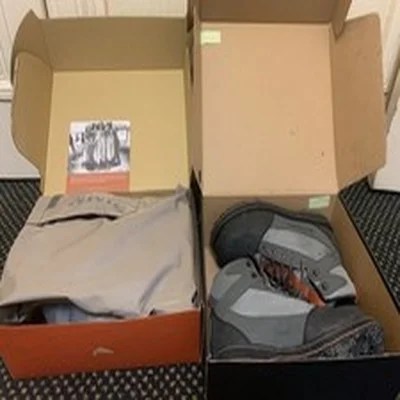 Hardly Used Simms Neoprene Fishing Waders Medium And Size 10 Boots Boxed