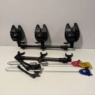 Fox Micron DXR Bite Alarms x2, Fox Micron ST Bite Alarm x1, Fox Swingers + Bars