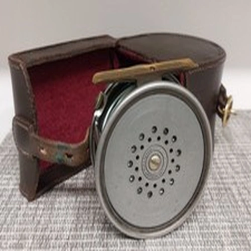 Hardy PERFECT Duplicate MK2 4" Vintage Fly Reel. & D Block Leather case.