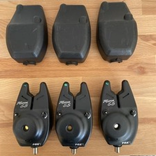 Vintage Fox ES Carp Fishing Alarms x 3 green led inc covers 