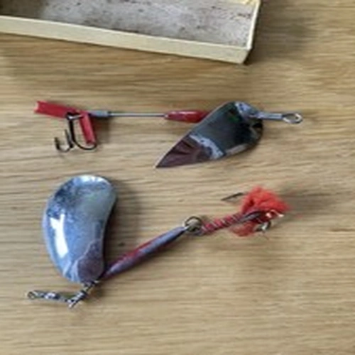 Vintage Horton Evans “Vibro” 2” Nickel & Copper Spinners -fishing X2 hooks 