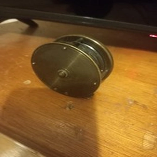 Antique Brass Fishing Reel  Bakelite Handle In Vg Condition
