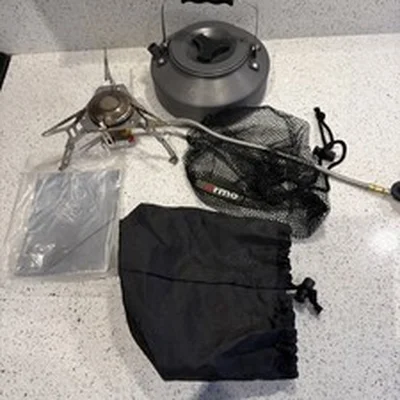 TRAKKER ARMO KETTLE AND STOVE USED ONCE CARP FISHING TACKLE SUPERB