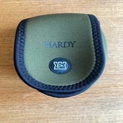 Used Hardy Bros olive neoprene reel pouch - medium