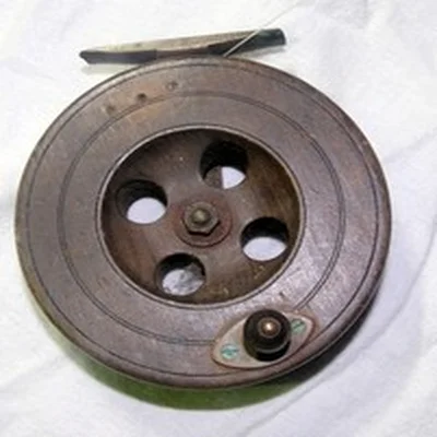 Vintage Fishing Reel wood early 20th cent