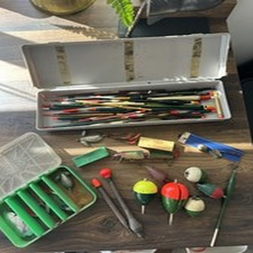 Old  Fishing Floats Pike Bobbers and lures mixed lot in used condition.