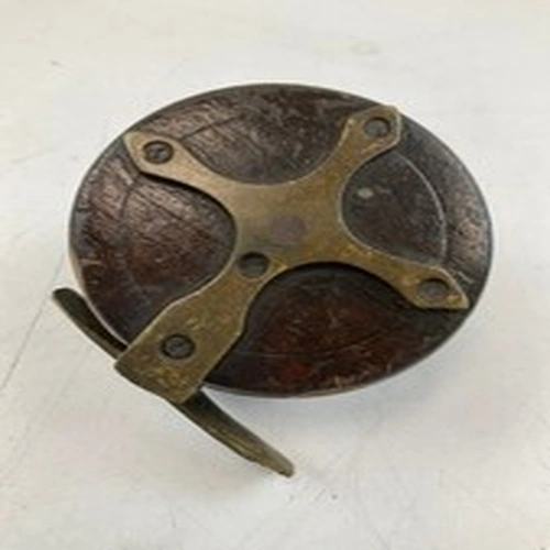 Vintage Wooden Centrepin Fishing Reel Brass Fittings Classic Design