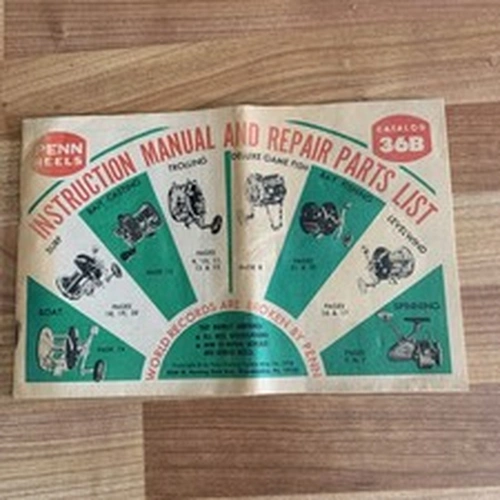 Penn reels instruction manual and repair parts list , catalogue 36B