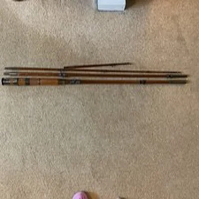 Vintage Wooden Fishing rod  poss cedar 12’ long in 4 sections 