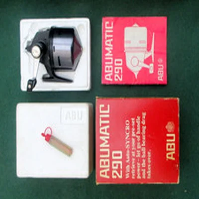 EXCELLENT VINTAGE ABUMATIC 290 CLOSED FACE REEL IN ORIGINAL BOX + MANUAL & OIL.