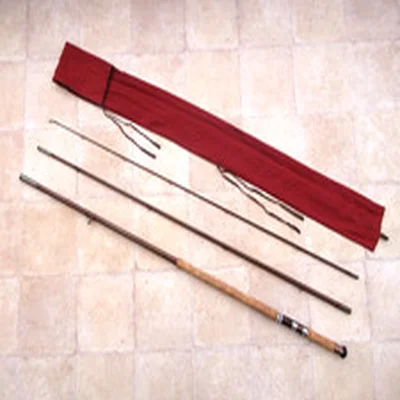 VINTAGE MILBRO MAKE 3 PIECE HOLLOW FIBREGLASS 14' 3" SALMON FLY ROD WITH BAG.