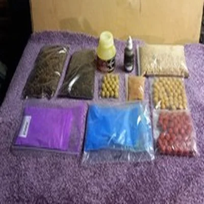Fishing Liquids , Boilies + Pellets , Bait Dyes , Bread Crumb , Bloodworm .