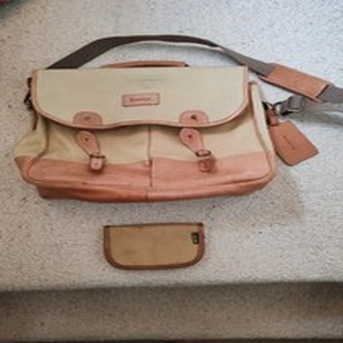 Barbour Canvas & Leather  Fishing Bag Satchel  With  Barbour Fly Wallet