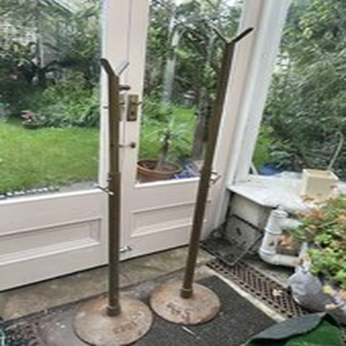 Barbell Weight Rests Stand Set Of 2. Sturdy Adjustable Heavy Home Gym