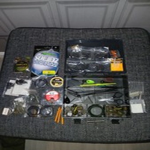 used and new carp terminal tackle job lot leads weights clips tubes with box