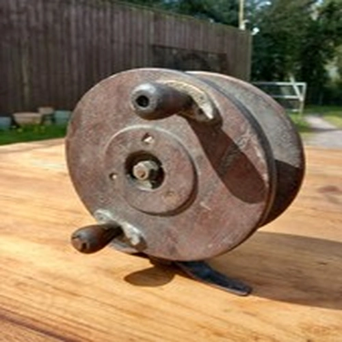Large Antique Oak Fishing Reel