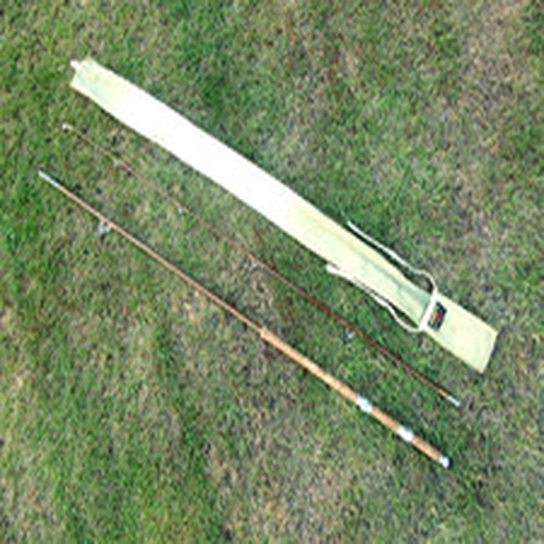 HARDY 8' 6" TWO PIECE HOLLOW FIBREGLASS SALMON SPINNING ROD WITH BAG. MID-1960s