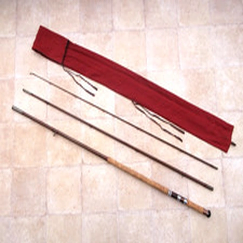 VINTAGE MILBRO MAKE 3 PIECE HOLLOW FIBREGLASS 14' 3" SALMON FLY ROD WITH BAG.