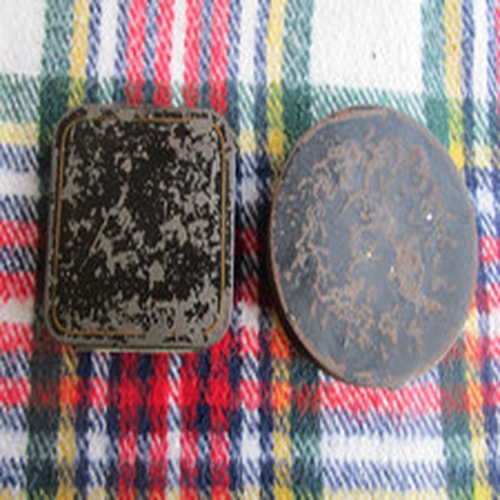 2 X VINTAGE CAST TINS  inc  C. FARLOW DAMPER BLACK JAPANNED FLY FISHING TIN