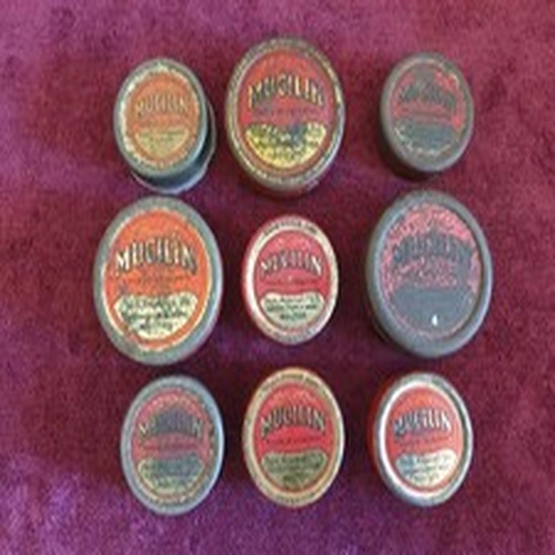 Vintage fly fishing Mucilin fly line floatant tins x9