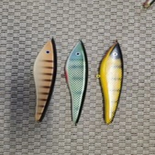 3 Pike Lures wooden Jerkbait Glide Bait 