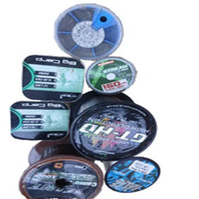 6 SPOOLS PART USED FISHING JINE AND BOX WEAGHTS (18V