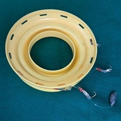 Fishing Hand Caster 150mm Fishing Reel + Line Feathers &weight for Mackerel ETC