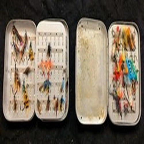 Richard Wheatley double sided Fly Boxes. Including Sea Trout And salmon Flies.