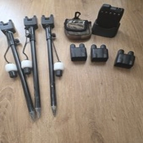 Set ATTs Bite Alarms x3 with Spikes Bobbins Carry Case