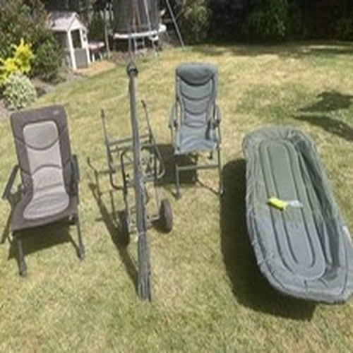 Fishing Gear Job Lot, 2x Chairs, Bed Trolly , 2x Fishing Rods