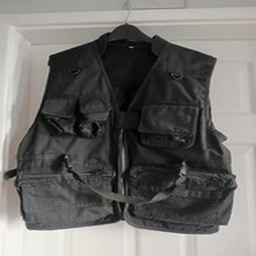 Black L Military Vest Multi-Pocket Mesh for Outdoor Fishing