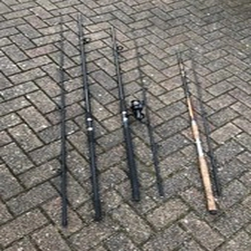 Collection of 3 x Fishing Rods, Reel, Rod Stand and Carry Case