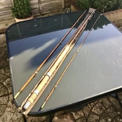 QUALITY VINTAGE SPLIT CANE 3 PIECE FISHING ROD BRASS MOUNTS 12ft 2”/3.7m