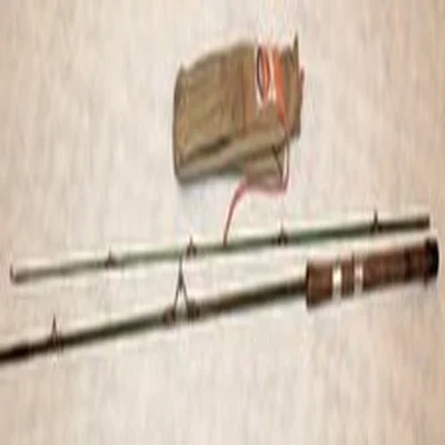 VINTAGE HORIZON REDDITCH 2 PART 7 FOOT GREEN FIBREGLASS SPINNING ROD & BAG