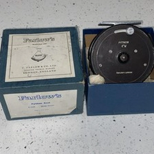 Vintage Farlow's Python 4" W Fly Fishing Reel good condition & original box