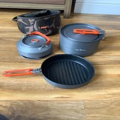 FOX PAN AND KETTLE SET & CAMOLITE PAN BAG , CARP FISHING